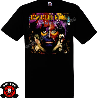 Camiseta negra David Lee Roth Eat ’Em and Smile con rostro pintado multicolor