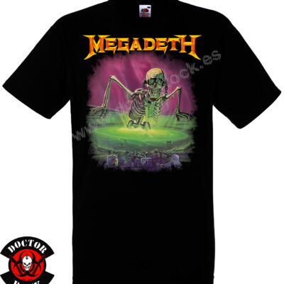 Camiseta negra Megadeth No More Mr. Nice Guy con Vic Rattlehead emergiendo de residuos tóxicos