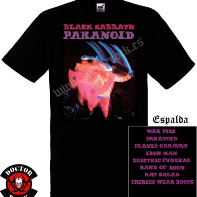 Camiseta Black Sabbath Paranoid Tracklist