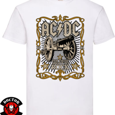 Camiseta blanca AC/DC For Those About to Rock 1981 de 100% algodón