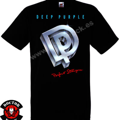 Camiseta negra Deep Purple Perfect Strangers de 100% algodón