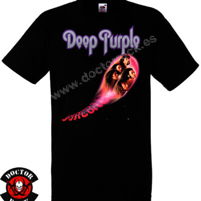 Camiseta negra Deep Purple Fireball de 100% algodón