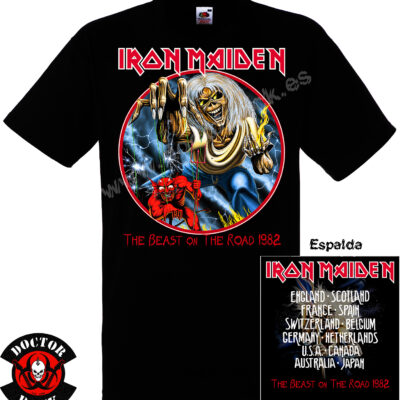 Camiseta Iron Maiden The Beast on the Road 1982 con doble impresión