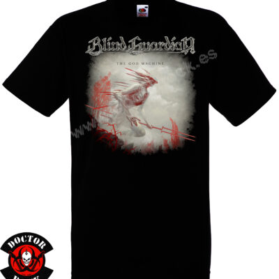 Camiseta negra Blind Guardian The God Machine de 100% algodón con estampación frontal