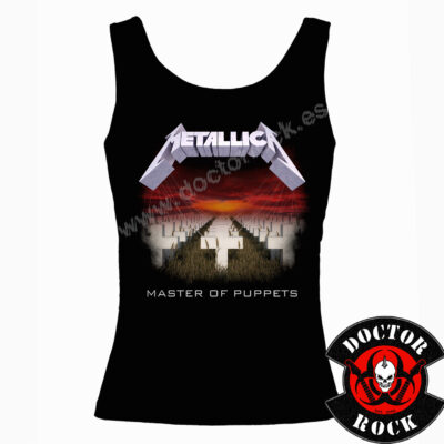 Camiseta de tirantes negra Metallica Master of Puppets de 100% algodón