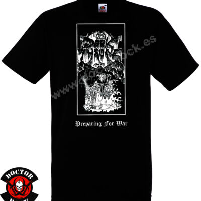 Camiseta negra Darkthrone Preparing for War de 100% algodón con estampación frontal en blanco
