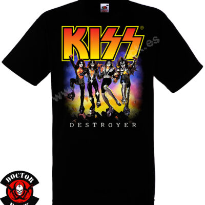 Camiseta negra KISS Destroyer de 100% algodón con diseño inspirado en el álbum