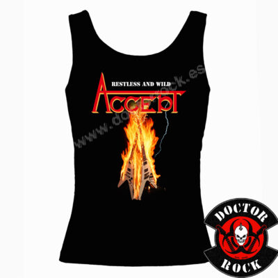Camiseta de tirantes negra Accept Restless and Wild para mujer