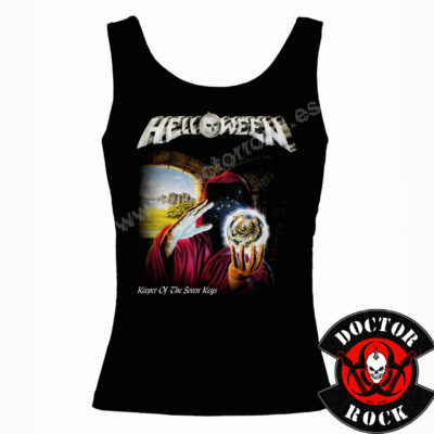 Camiseta de tirantes negra Helloween Keeper of the Seven Keys de 100% algodón