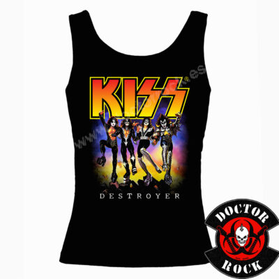 Camiseta de tirantes negra KISS Destroyer de 100% algodón