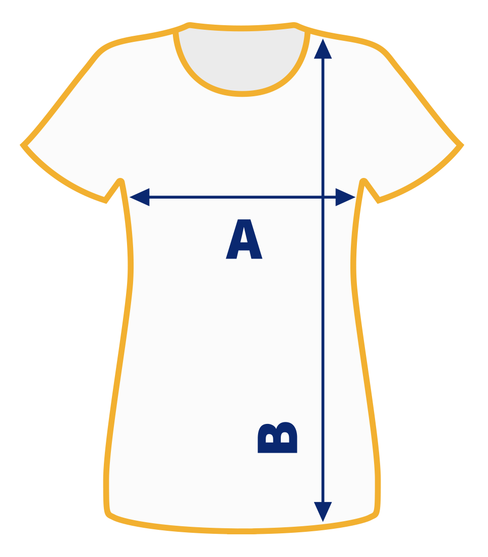 Diagrama medidas camiseta femenina