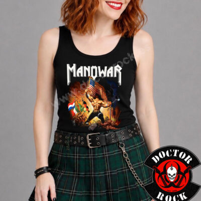 Modelo con camiseta de tirantes Manowar Warriors of the World para mujer