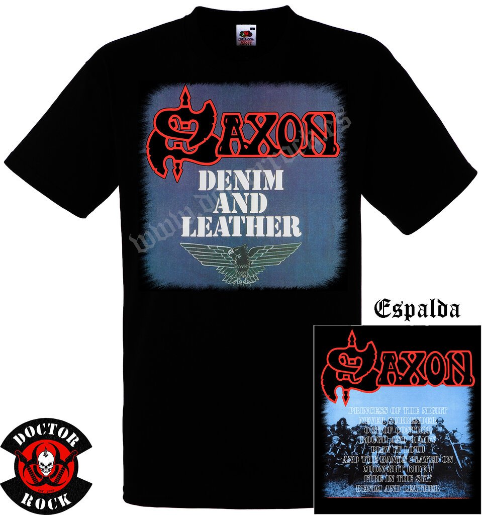 Camiseta Saxon Denim And Leather Album
