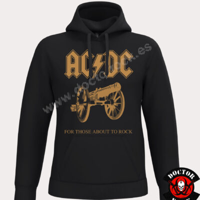 Sudadera negra AC/DC For Those About to Rock con capucha y diseño del cañón