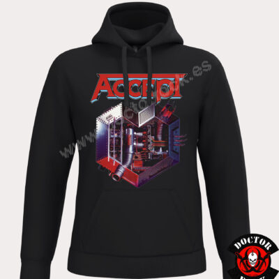 Sudadera negra Accept Metal Heart con capucha y diseño de corazón mecánico