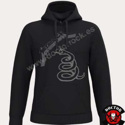 Sudadera negra Metallica Black Album con capucha, logotipo gris y serpiente enrollada