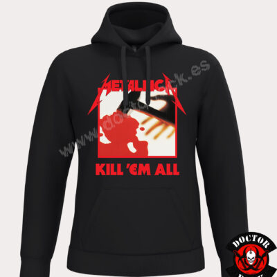 Sudadera negra Metallica Kill Em All con capucha, bolsillo canguro y portada del álbum