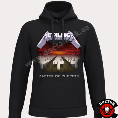 Sudadera negra Metallica Master of Puppets con capucha, bolsillo canguro y portada del álbum