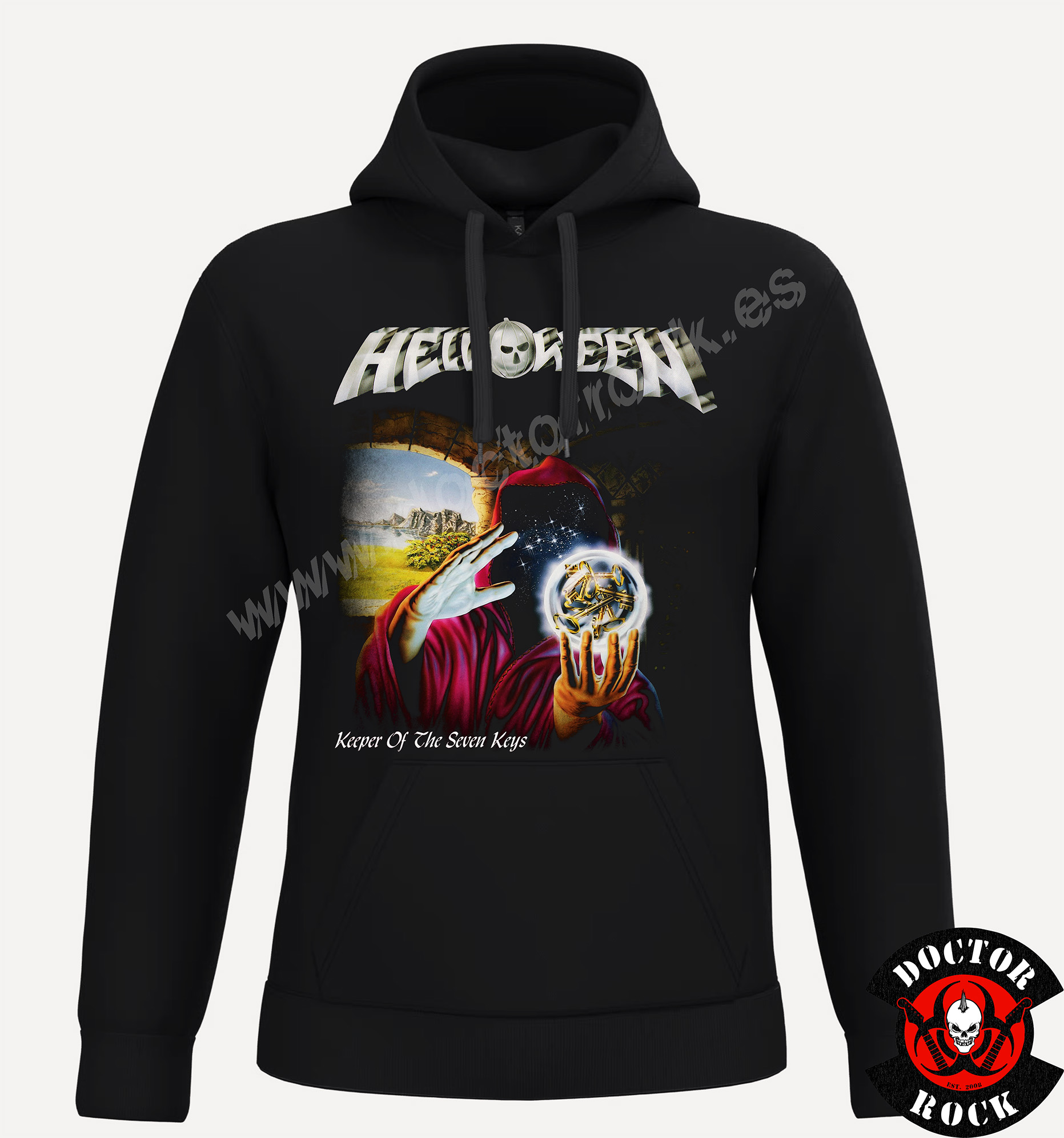 Sudadera negra Helloween Keeper of the Seven Keys Part I con capucha y guardián de las llaves