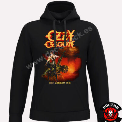 Sudadera negra Ozzy Osbourne The Ultimate Sin con capucha y estampación frontal