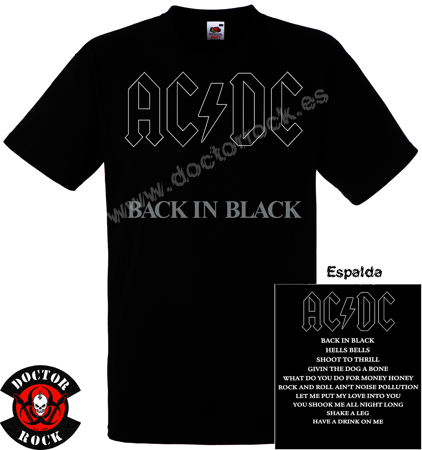 Camiseta AC/DC Back In Black Tracklist