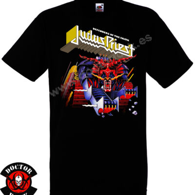 Camiseta negra Judas Priest Defenders of the Faith con Metallian y estampación frontal