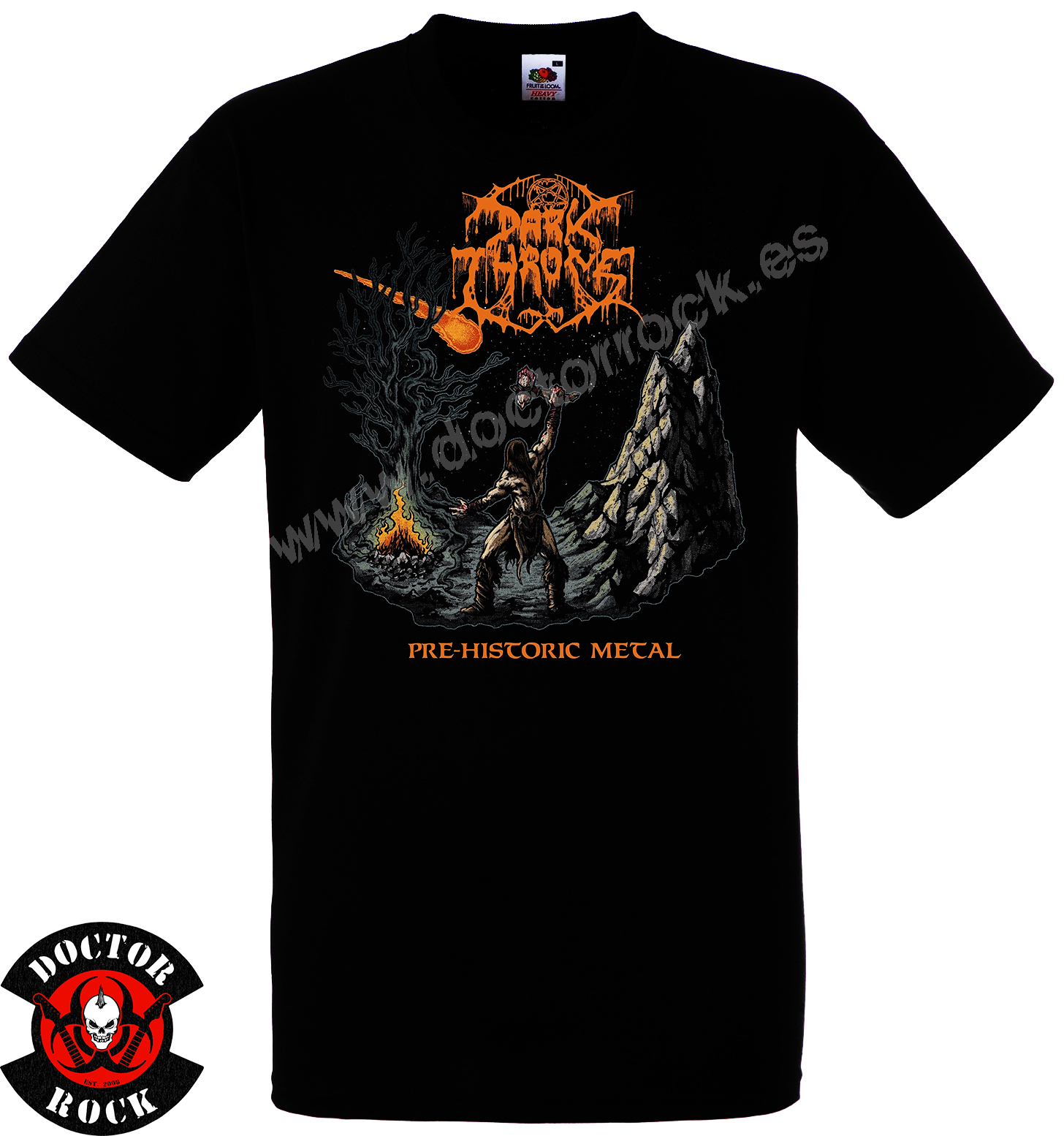 Camiseta negra Darkthrone Pre-Historic Metal de 100% algodón con diseño del álbum