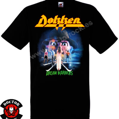Camiseta negra Dokken Dream Warriors de 100% algodón con diseño inspirado en la canción