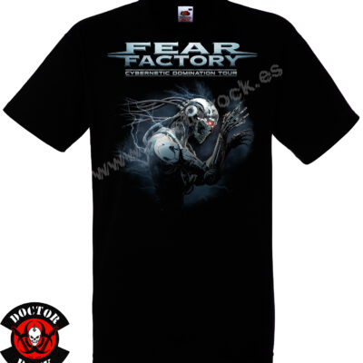 Camiseta negra Fear Factory Cybernetic Domination Tour de 100% algodón con diseño de cyborg