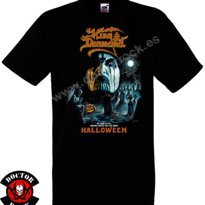 Camiseta negra King Diamond Halloween de 100% algodón con estampación frontal