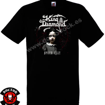 Camiseta negra King Diamond Spider Lilly de 100% algodón con estampación frontal