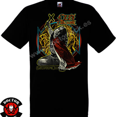 Camiseta negra Ozzy Osbourne Blizzard of Ozz de 100% algodón con diseño frontal retro