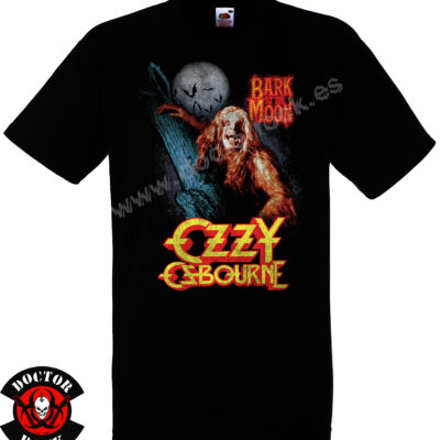 Camiseta negra Ozzy Osbourne Bark at the Moon de 100% algodón con diseño de luna y Ozzy