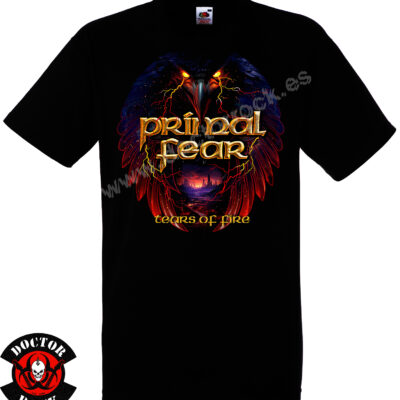 Camiseta negra Primal Fear Tears of Fire de 100% algodón con diseño de ave oscura
