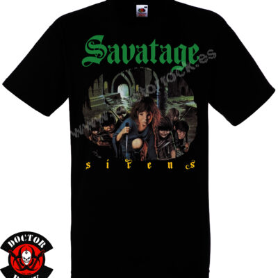 Camiseta negra Savatage Sirens de 100% algodón con diseño inspirado en el álbum