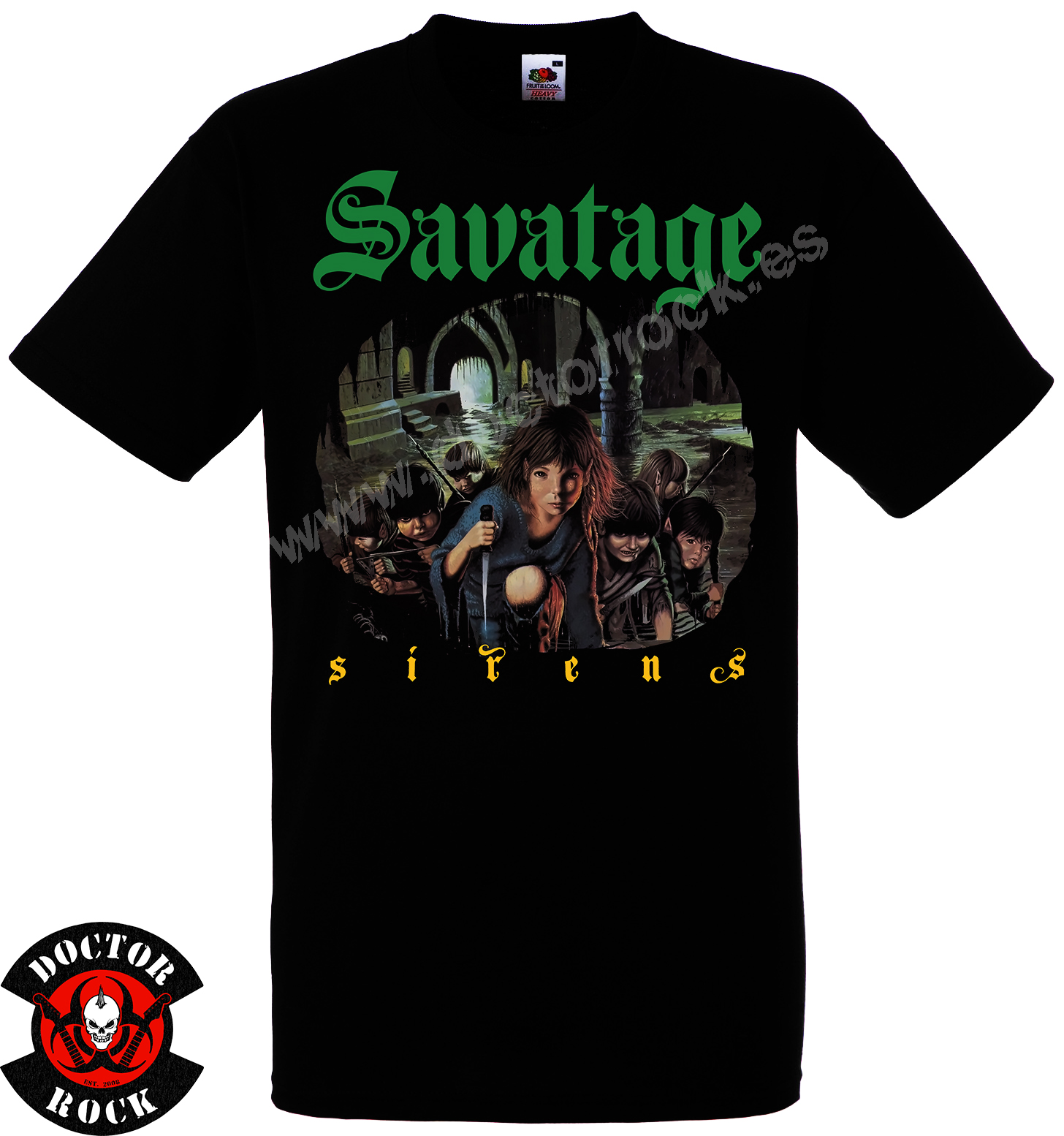 Camiseta negra Savatage Sirens de 100% algodón con diseño inspirado en el álbum