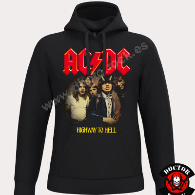 Sudadera negra AC/DC Highway to Hell con capucha y diseño clásico de la banda
