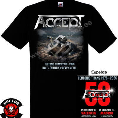 Camiseta Accept Teutonic Titans 1976 2026 con impresión delantera y trasera