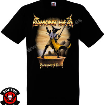 Camiseta negra Diamond Head Borrowed Time Guerrero de 100% algodón