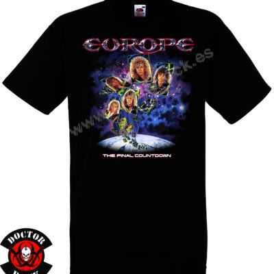 Camiseta negra Europe The Final Countdown de 100% algodón