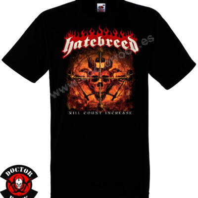 Camiseta negra Hatebreed Kill Count Increase de 100% algodón