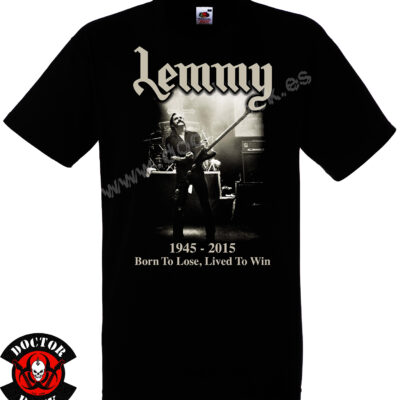 Camiseta negra Motörhead Lemmy 1945-2015 de 100% algodón