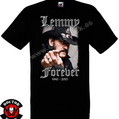 Camiseta negra Motörhead Lemmy Forever 1945 2015 de 100% algodón