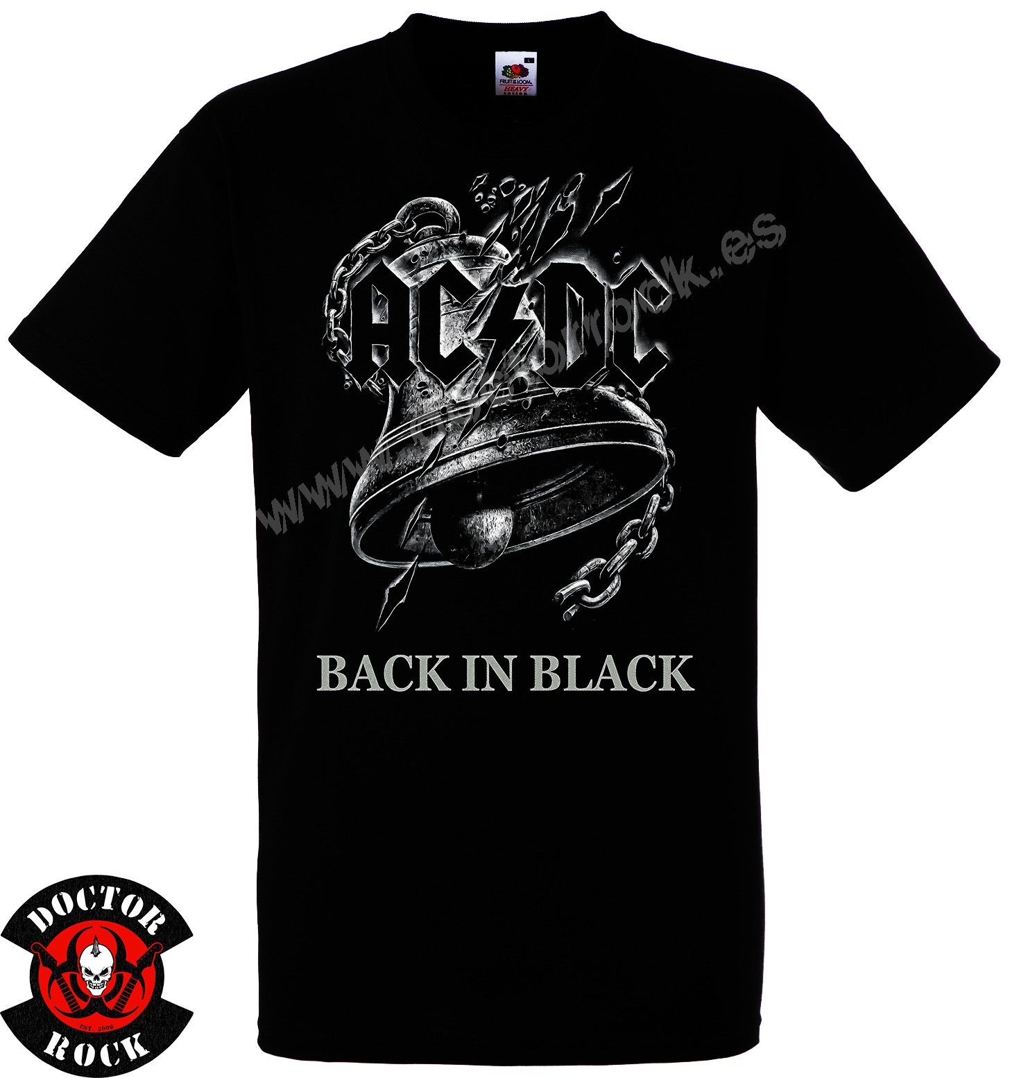 Camiseta negra AC/DC Back in Black con campana metálica