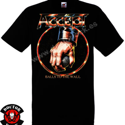 Camiseta negra Accept Balls to the Wall de 100% algodón