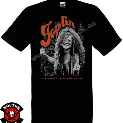 Camiseta negra Janis Joplin Port Arthur Texas de 100% algodón
