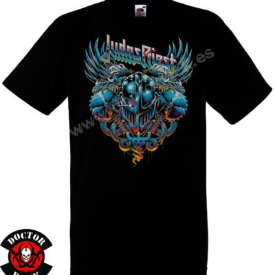 Camiseta negra Judas Priest Hell Patrol de 100% algodón