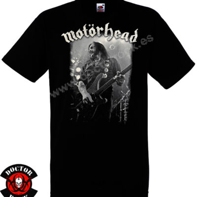 Camiseta negra Motörhead Lemmy de 100% algodón con fotografía en directo