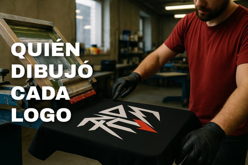 Camiseta negra recién estampada sobre la mesa de un taller de serigrafía
